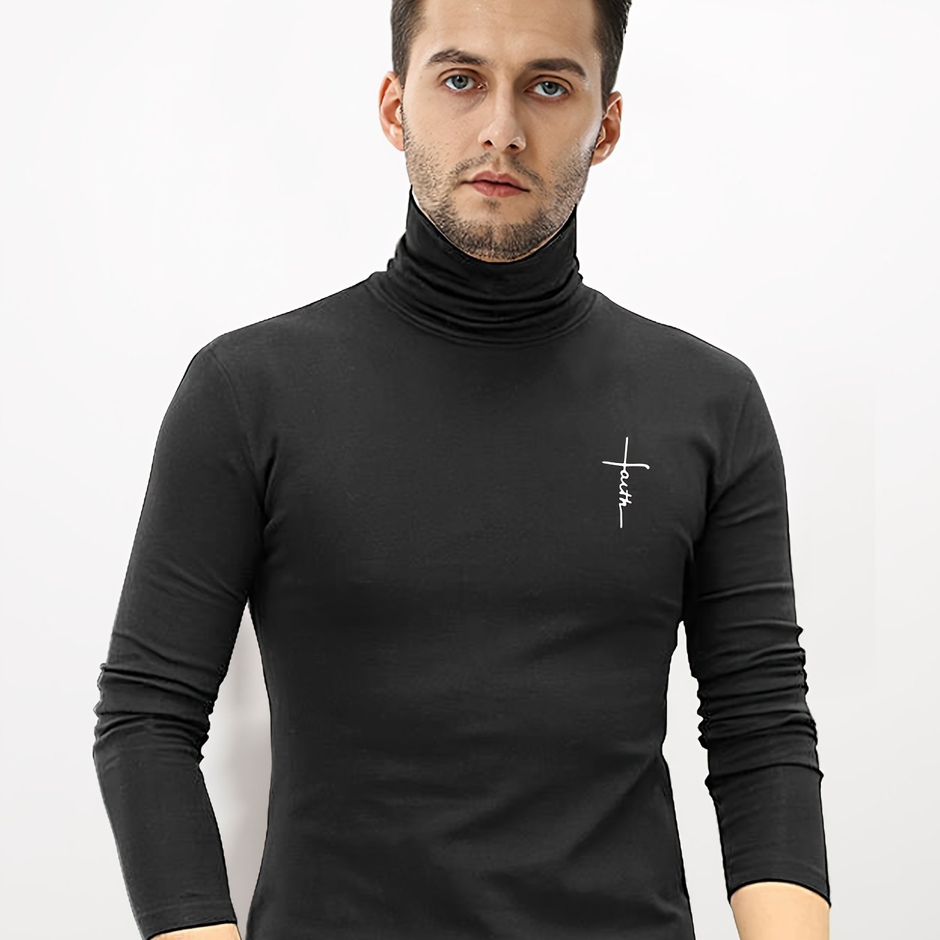 Men's Athletic Faith Print Turtleneck