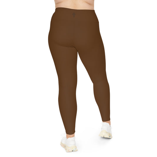 Minimalist | Muted Plus Size High Waisted Fitness Leggings with Cross Design - Perfect for Faith & Fitness