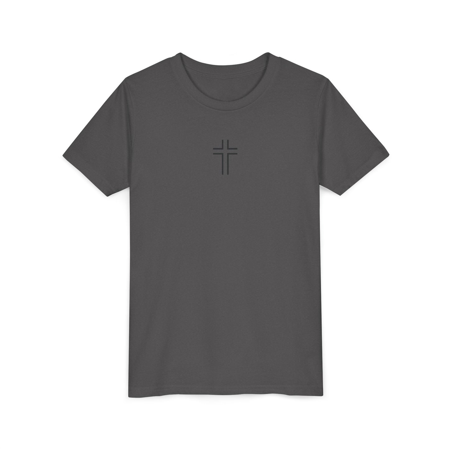 Minimalist | Youth Unisex Short Sleeve Tee with Cross Design