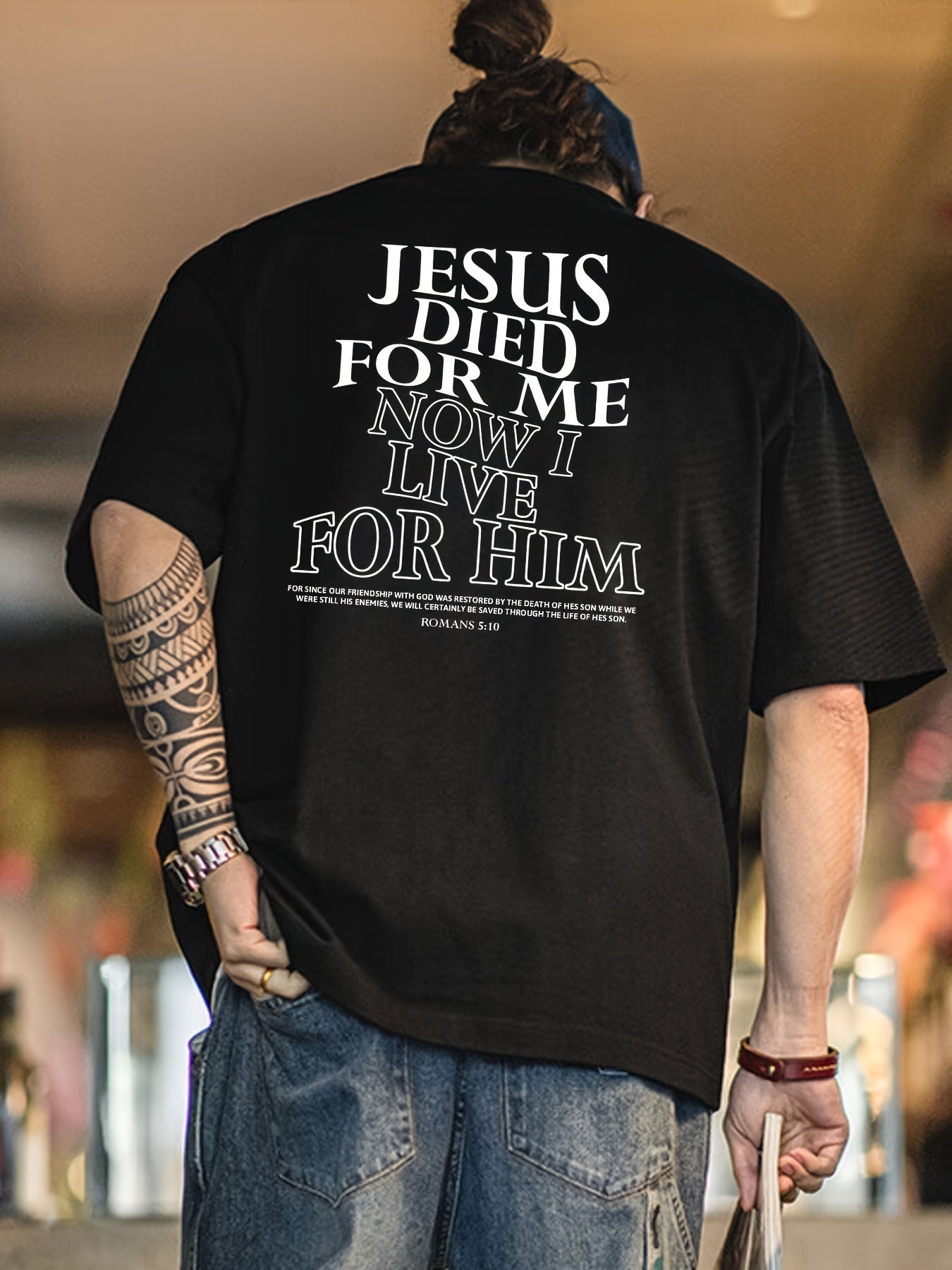Jesus Died For Me Now I Live For Him Men's Print T-shirt