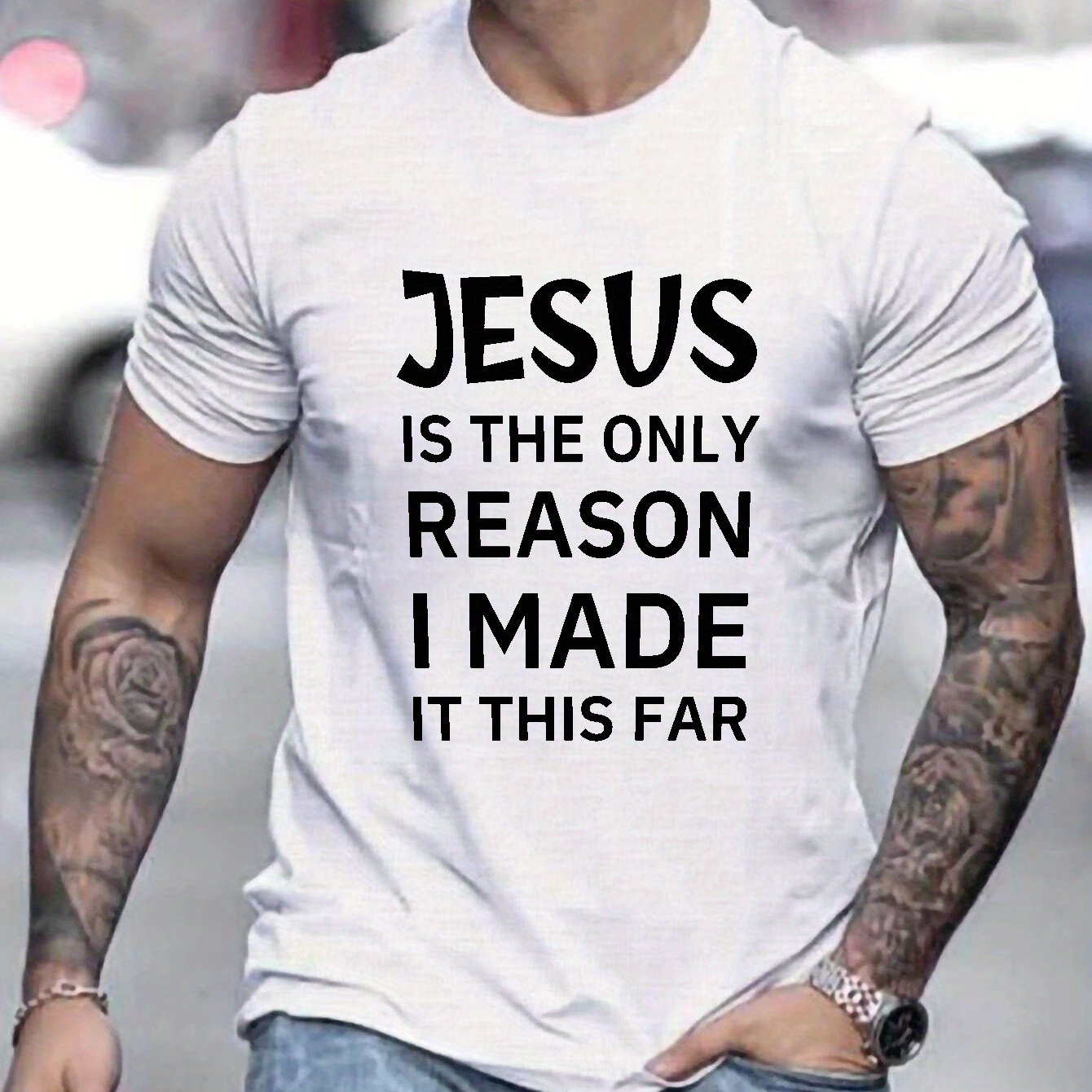 Jesus Is The Only Reason Men's Print T Shirt
