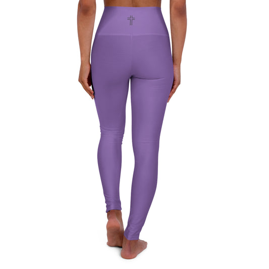 Minimalist | Color High Waisted Fitness Leggings with Cross Design - Perfect for Faith & Fitness
