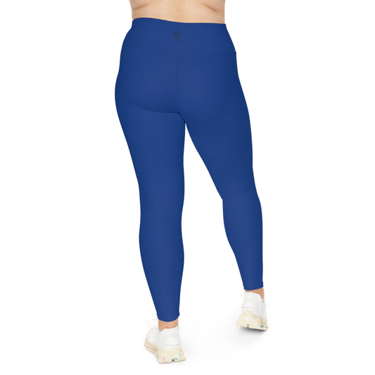 Minimalist | Color Plus Size High Waisted Fitness Leggings with Cross Design - Perfect for Faith & Fitness