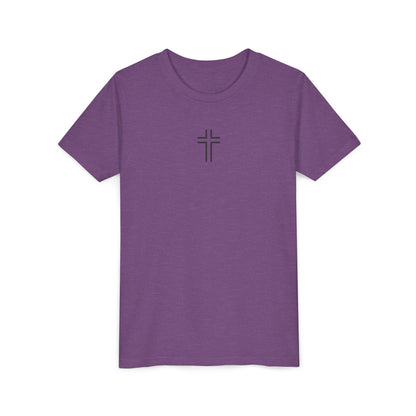 Minimalist | Youth Unisex Short Sleeve Tee with Cross Design