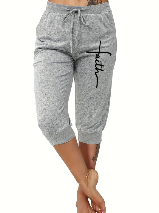 Women's Comfy Faith Printed Capris with Drawstring