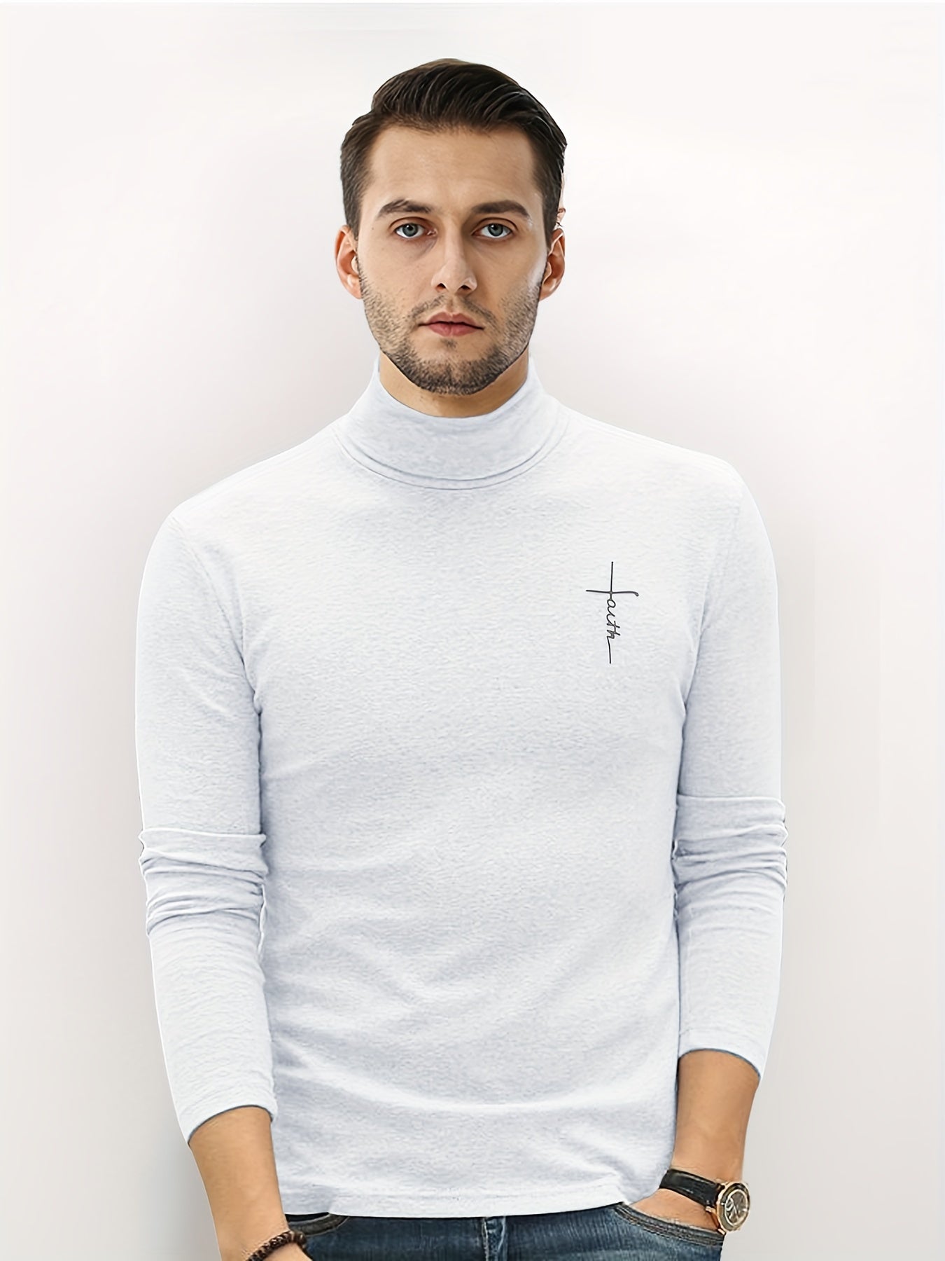 Men's Athletic Faith Print Turtleneck