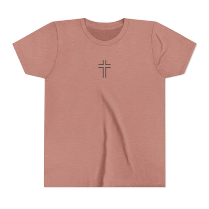 Minimalist | Youth Unisex Short Sleeve Tee with Cross Design