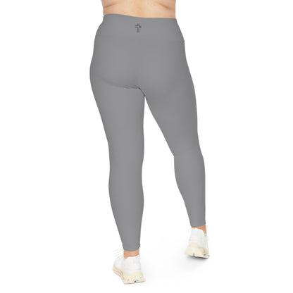 Minimalist | Muted Plus Size High Waisted Fitness Leggings with Cross Design - Perfect for Faith & Fitness