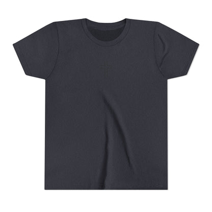Minimalist | Youth Unisex Short Sleeve Tee with Cross Design