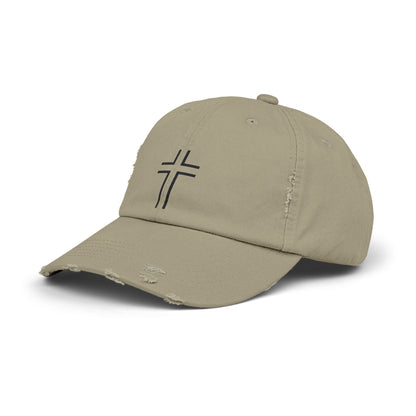 Minimalist | Unisex Distressed Cap with Cross Design