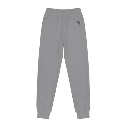 Minimalist | Muted Youth Joggers with Inspirational Cross Design - Comfortable & Stylish Activewear for Kids