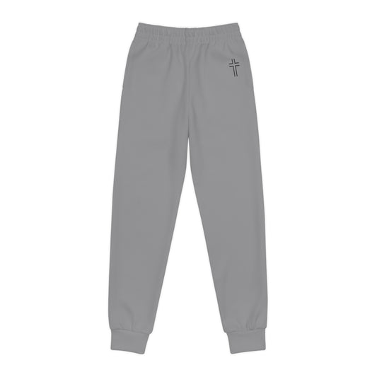 Minimalist | Muted Youth Joggers with Inspirational Cross Design - Comfortable & Stylish Activewear for Kids