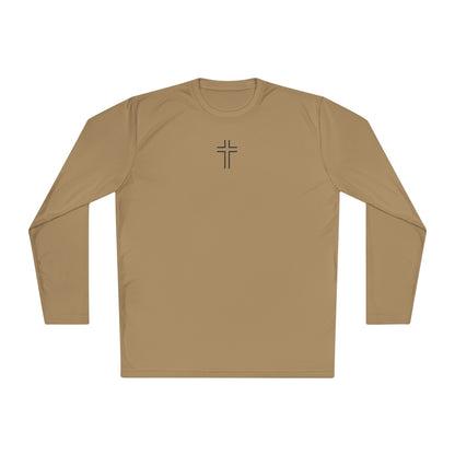 Minimalist | Unisex Long Sleeve Moisture Wicking Tee with Cross Design