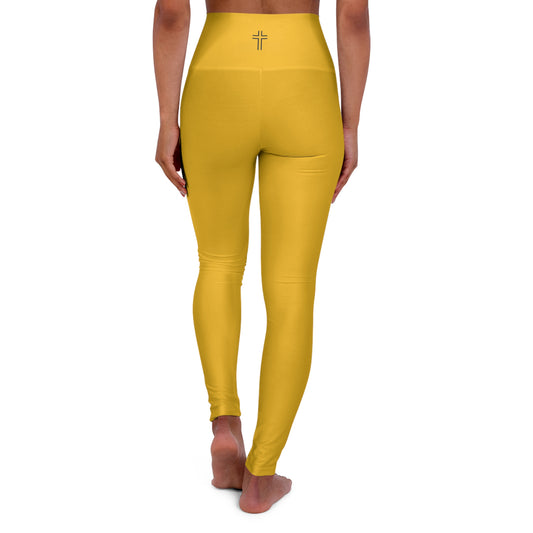 Minimalist | Color High Waisted Fitness Leggings with Cross Design - Perfect for Faith & Fitness