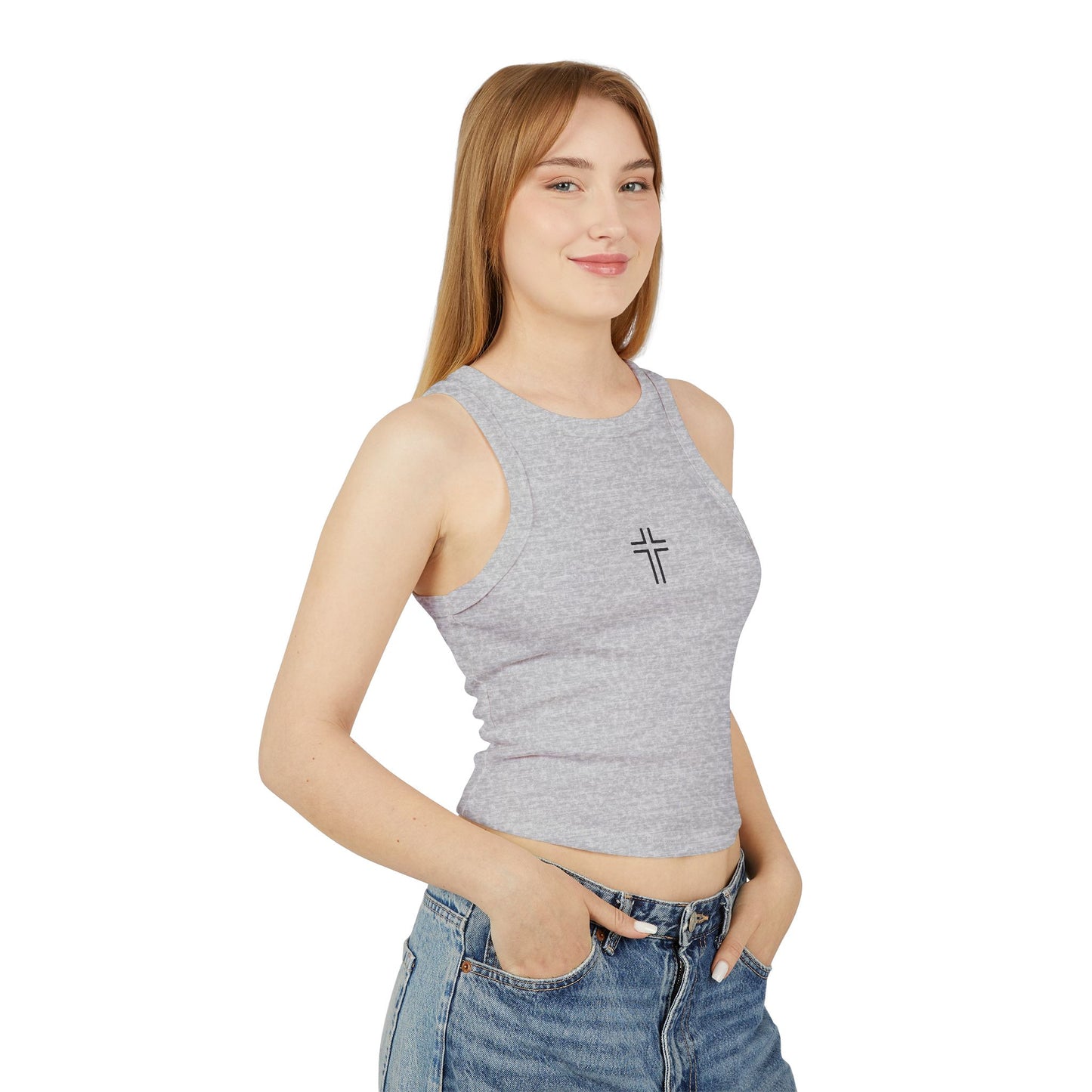 Minimalist | Women's Micro Rib Racer Cross Design Tank Top