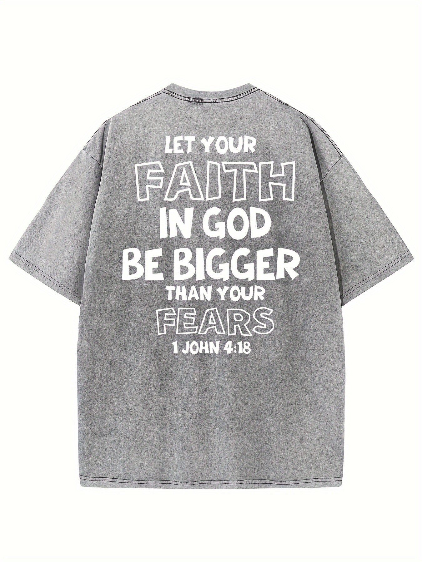 1 John 4:18 Let Your Faith In God Be Bigger Than Your Fears Distressed Women's Graphic T-Shirt