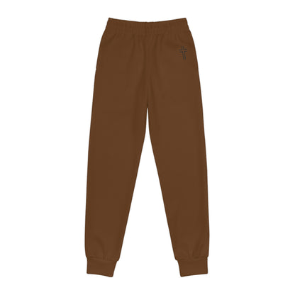 Minimalist | Muted Youth Joggers with Inspirational Cross Design - Comfortable & Stylish Activewear for Kids
