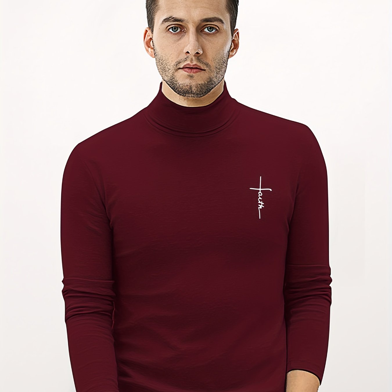 Men's Athletic Faith Print Turtleneck