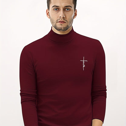 Men's Athletic Faith Print Turtleneck