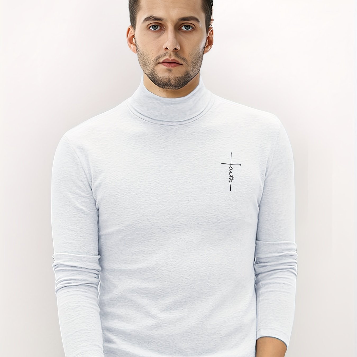 Men's Athletic Faith Print Turtleneck