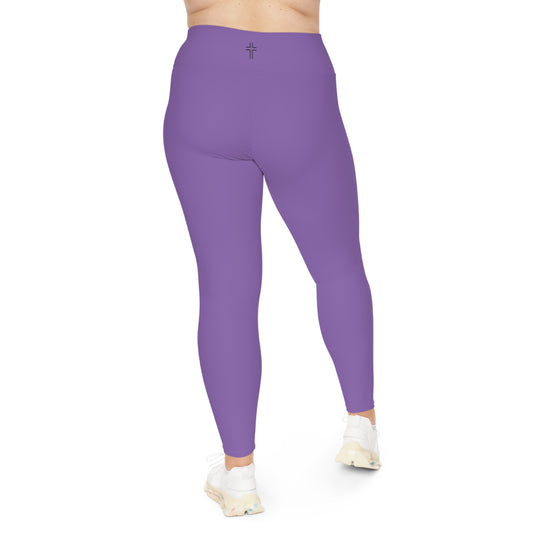 Minimalist | Color Plus Size High Waisted Fitness Leggings with Cross Design - Perfect for Faith & Fitness