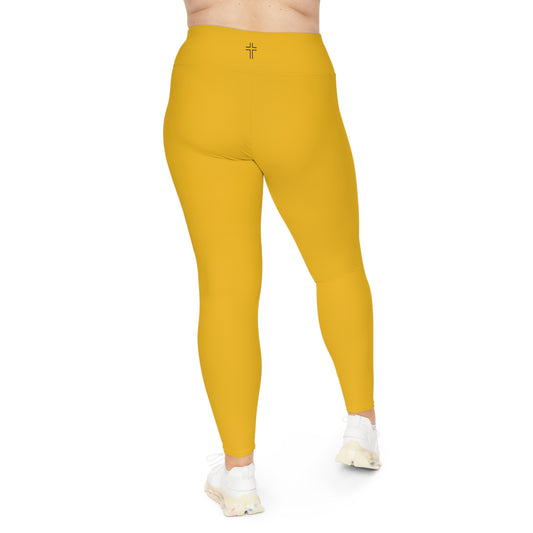 Minimalist | Color Plus Size High Waisted Fitness Leggings with Cross Design - Perfect for Faith & Fitness