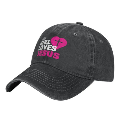 This Girl Loves Jesus Distressed Baseball Cap