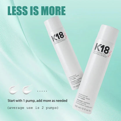 150ml K18 Leave-In Molecular Hair Mask Original Repair Molecular Hair Care Damaged Dry Frizzy 4 Minutes Treatment Moisturize