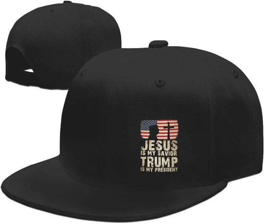 Jesus is My Savior Trump is My President Flat Bill Baseball Cap