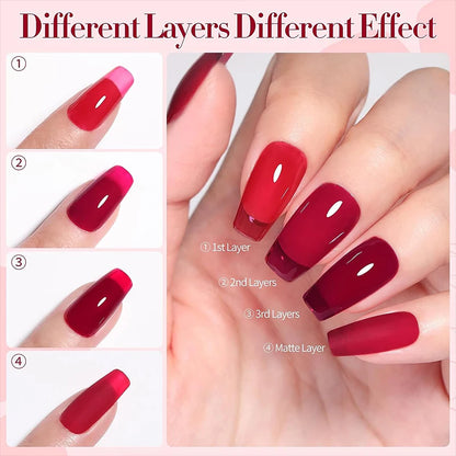 BORN PRETTY 15ML Jelly Amber Gel Nail Polish Brown Crystal Translucent Fall Winter Color Jelly Nude Gel Semi Permanent UV Gel