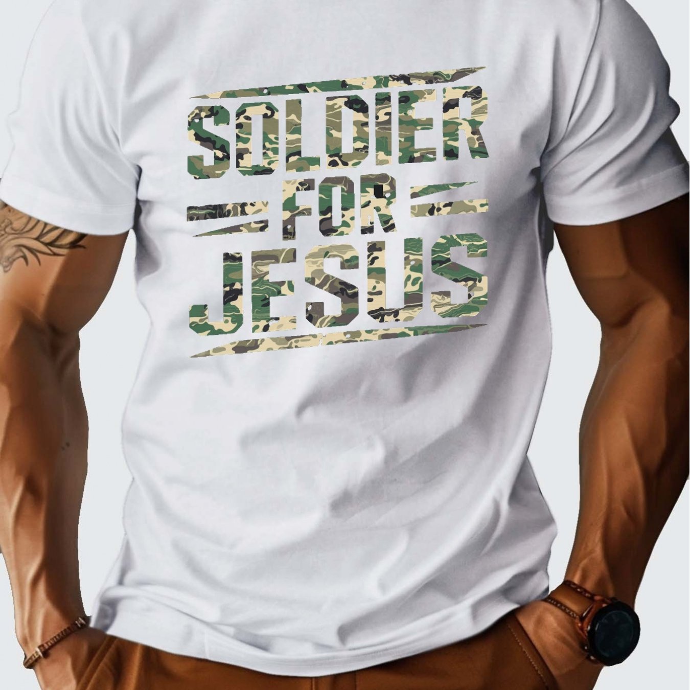 Soldier for Jesus Premium Cotton Graphic Men's T-Shirt