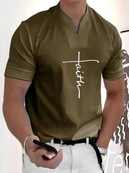FAITH V-Neck Short Sleeve T-shirt For Men