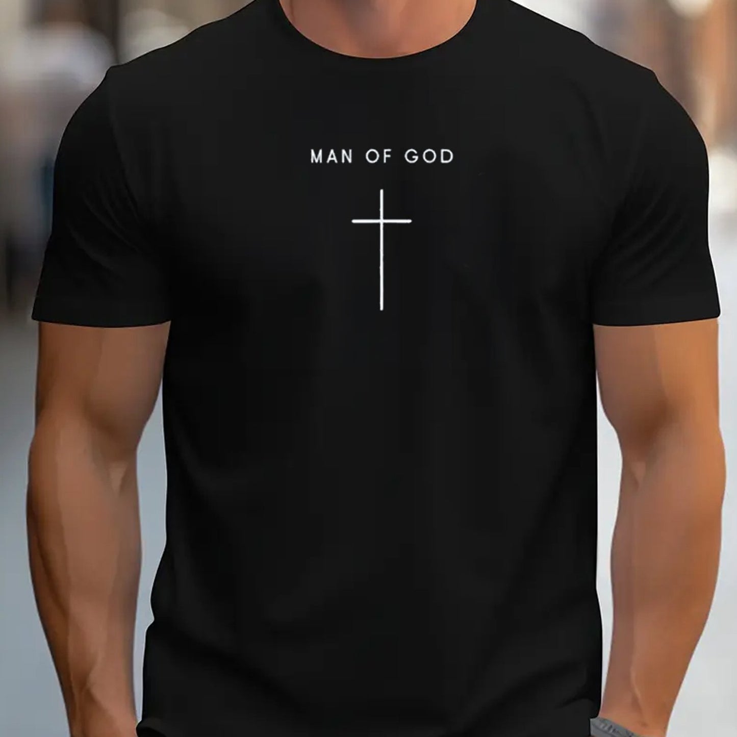 Men's 'for Man of God' Black T-Shirt - Soft Cotton