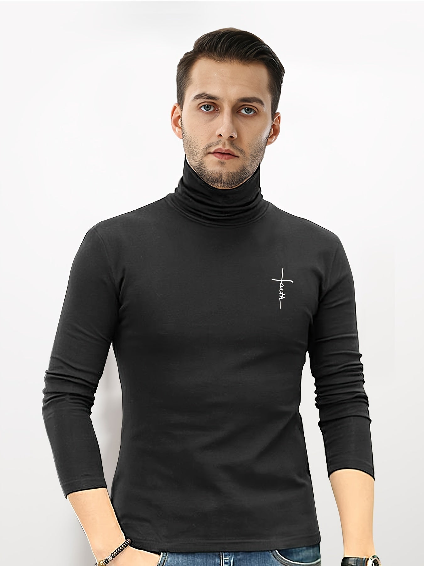 Men's Athletic Faith Print Turtleneck