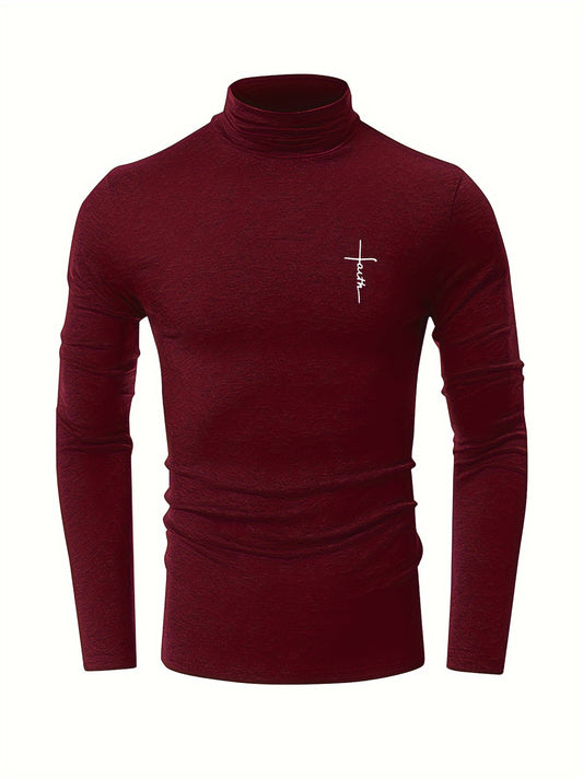 Men's Athletic Faith Print Turtleneck