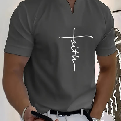 FAITH V-Neck Short Sleeve T-shirt For Men