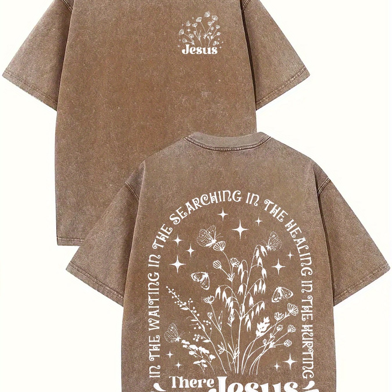 There was jesus Print Oversized Cotton Solid Drop Shoulder T Shirts for Men Vintage Streetwear Basic Tees Baggy Hip Hop Unisex Tops Acid Wash T shirt